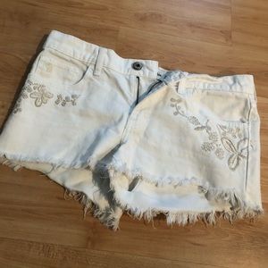 White Distressed Denim Shorts Abercrombie